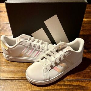 Adidas Kids Cream and Pink Sneakers